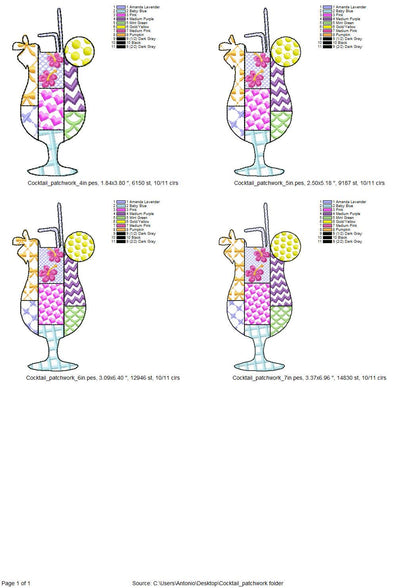 Patchwork Summer Cocktail with a Straw beach pool party drink glass