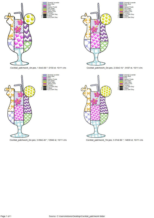 Patchwork Summer Cocktail with a Straw beach pool party drink glass