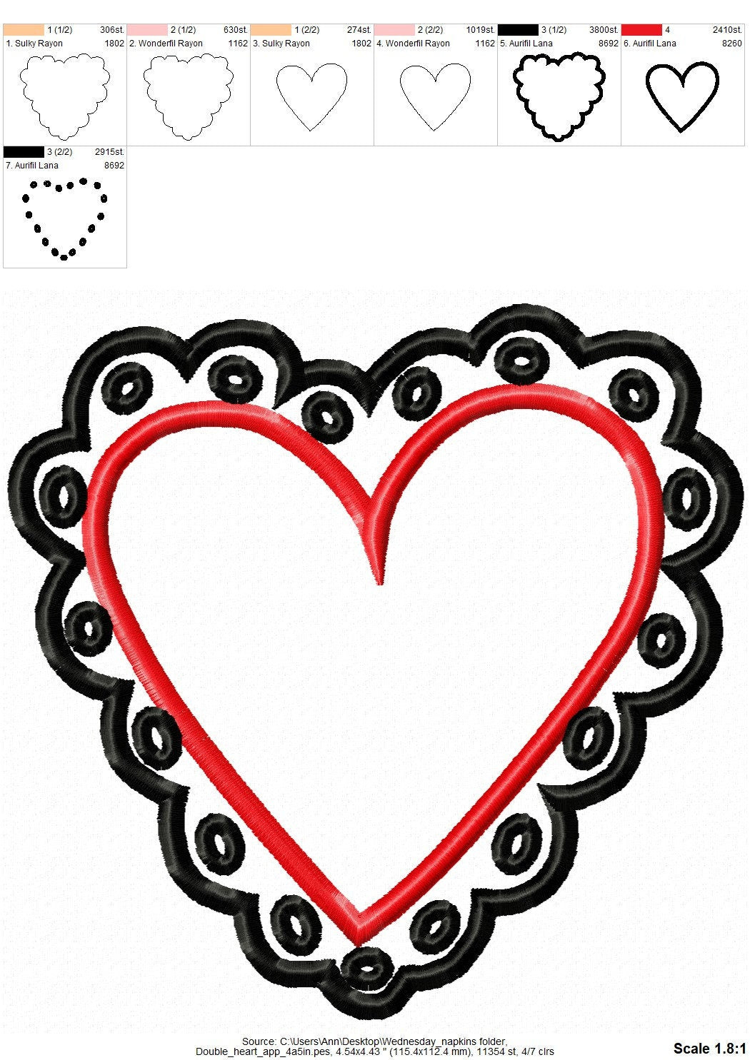 Wednesday dark style dolly old fashioned Valentine Heart Applique