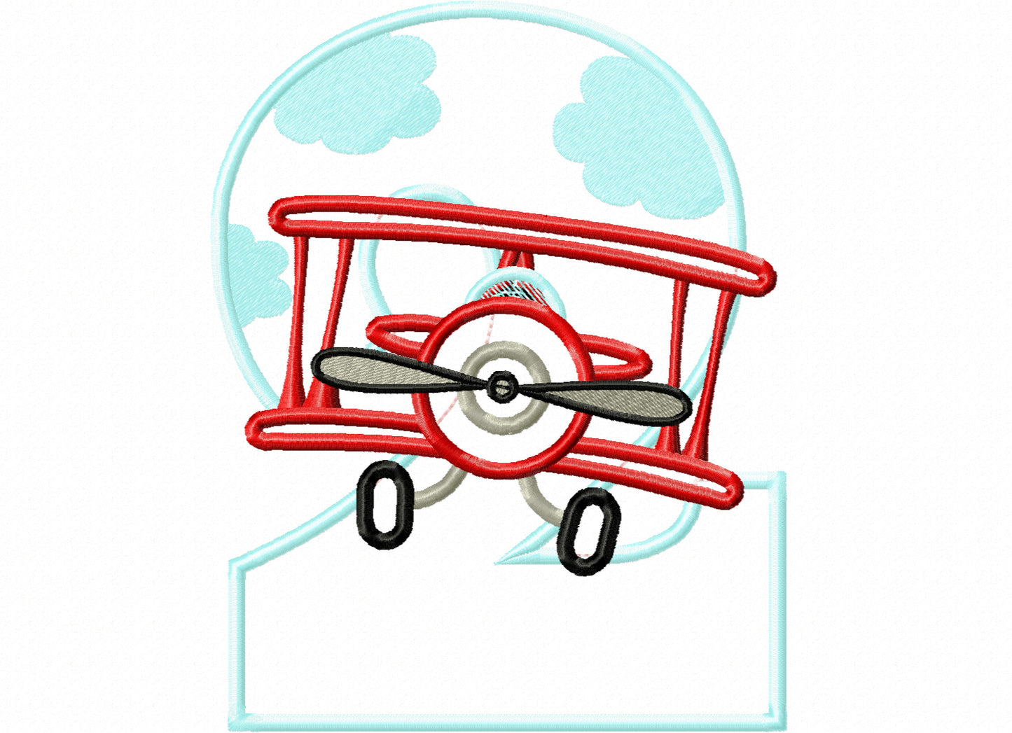 Airplane Cloud Birthday Number 2 Two