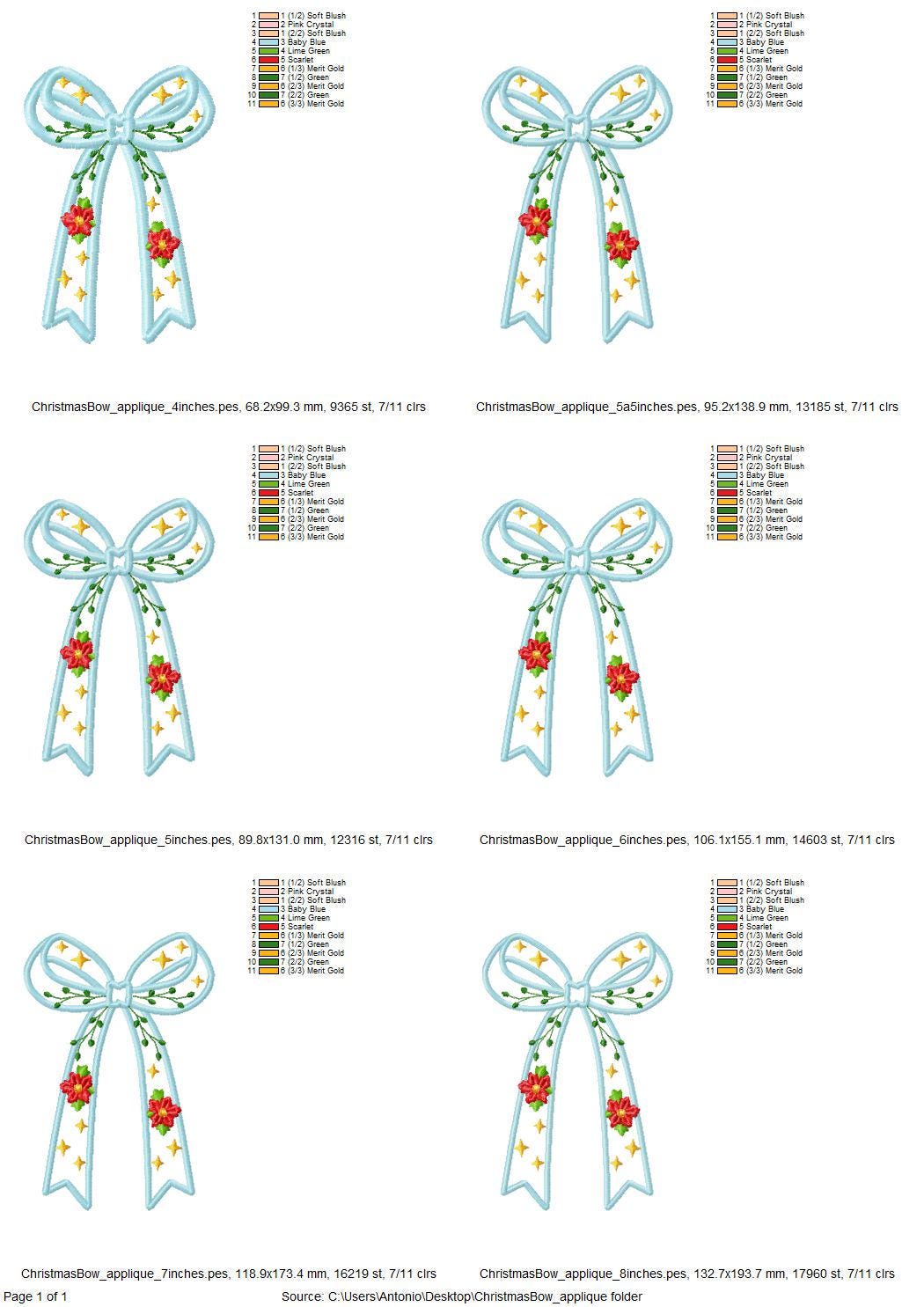 Christmas Festive Bow Applique