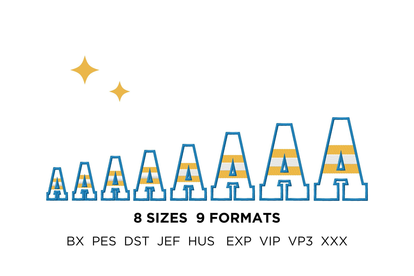 Striped Varsity Sports Font Applique