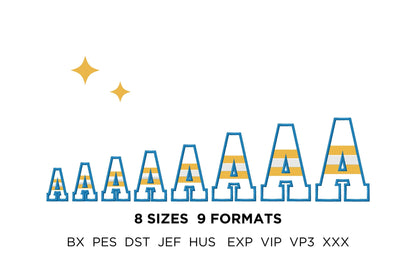 Striped Varsity Sports Font Applique