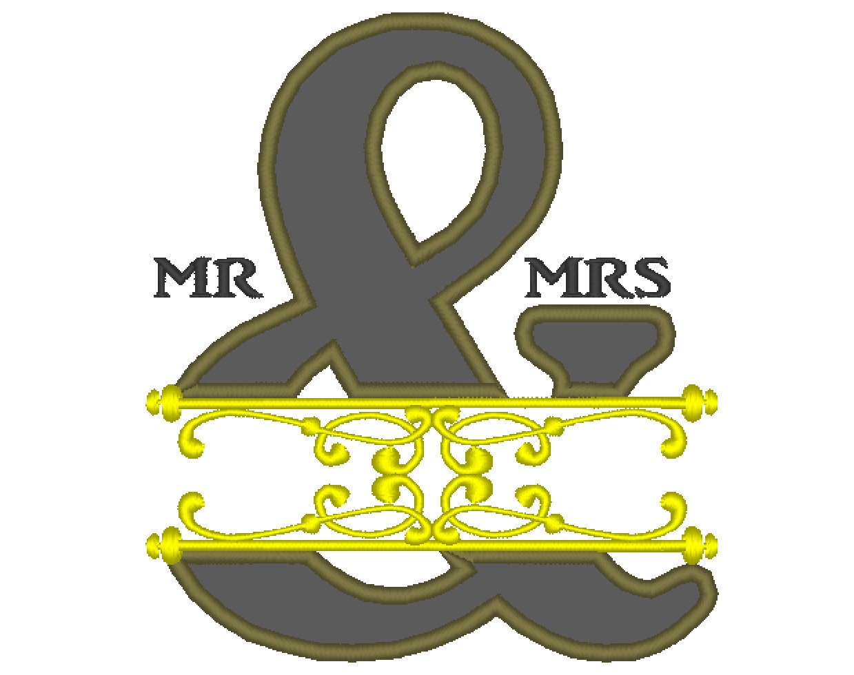 split Ampersand family machine embroidery applique 2 types and mini