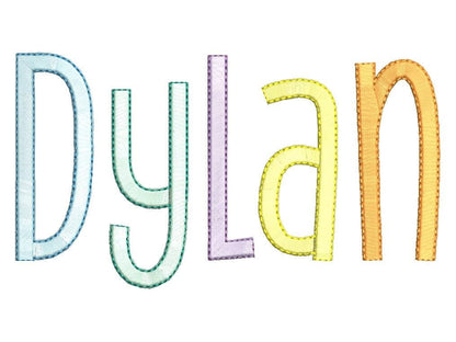 Satin Stitch And Outline Thin Tall Font