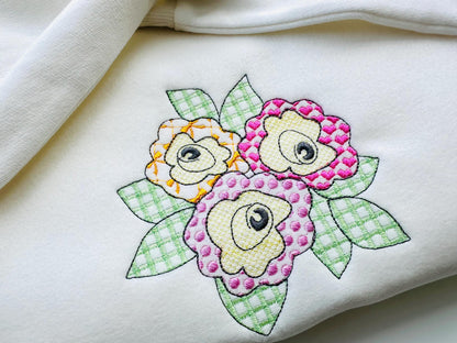 Patchwork Rose flower floral bouquet summer garden patterned outline