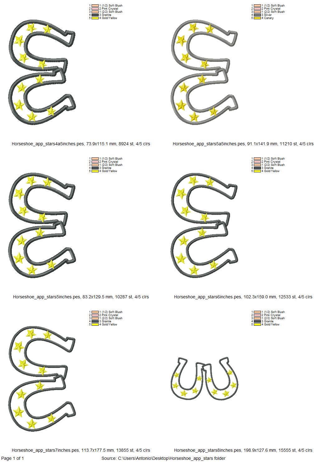 Horseshoe with tiny Stars side bow split seam Farm Horse stable