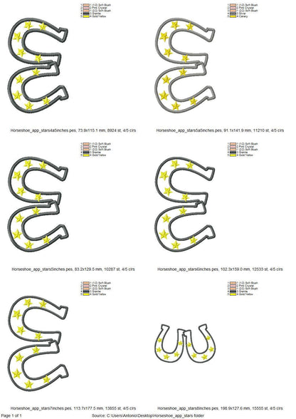 Horseshoe with tiny Stars side bow split seam Farm Horse stable