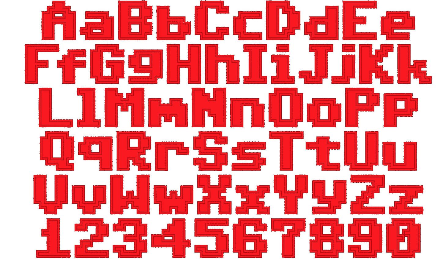 Miner Bricks Pixel Font Applique