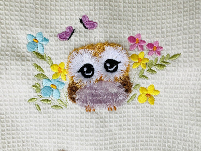 Fringed Fluffy Owl Floral Garden