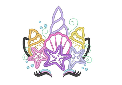 Mermaid Unicorn with Starfish and Shell