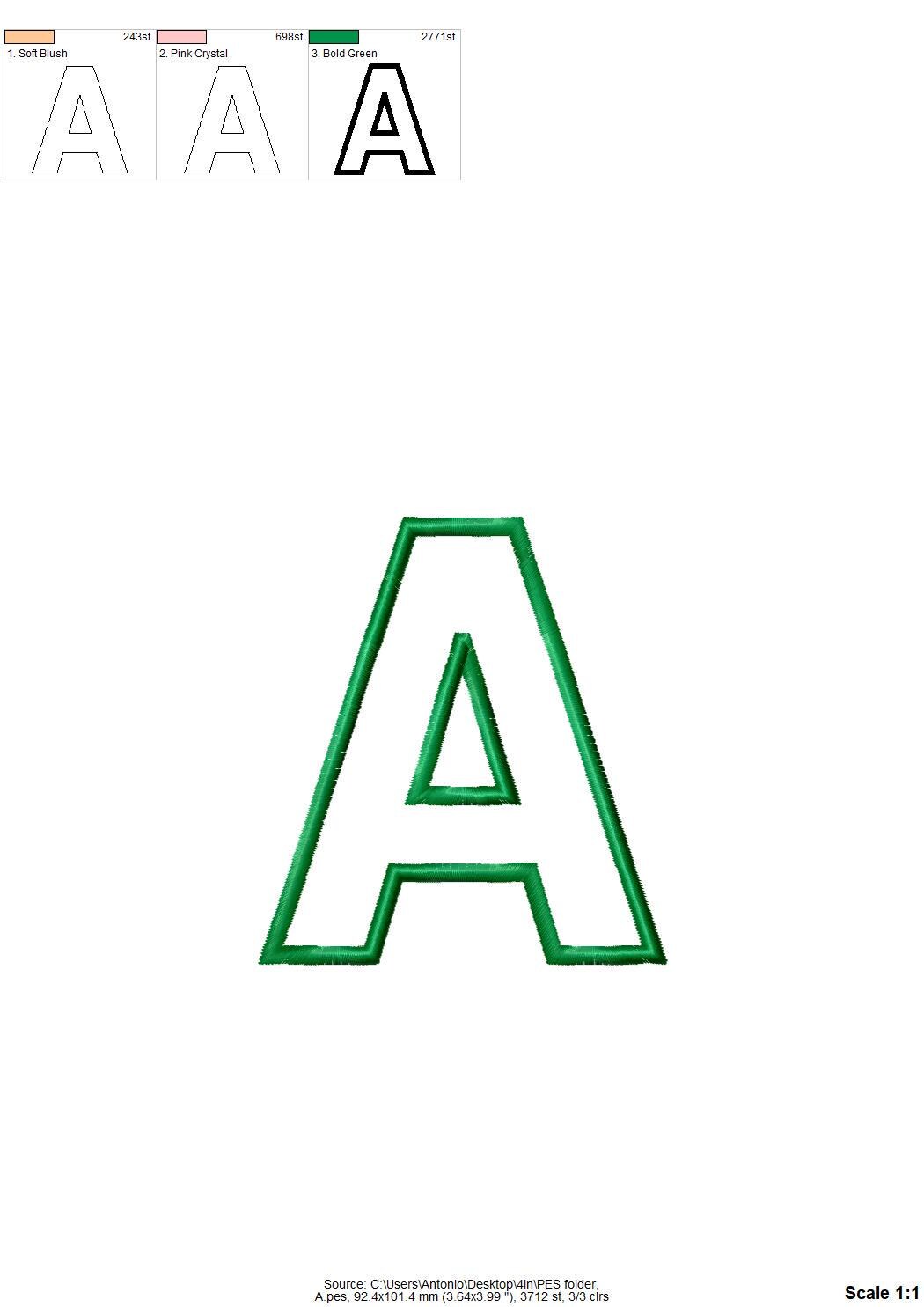 Satin Stitch Outline Block Font Applique