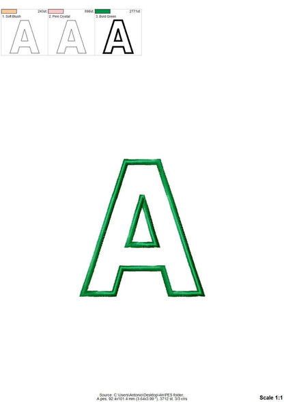 Satin Stitch Outline Block Font Applique