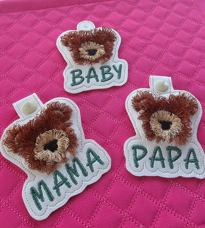 Mama Bear Papa Bear And Baby Keychain