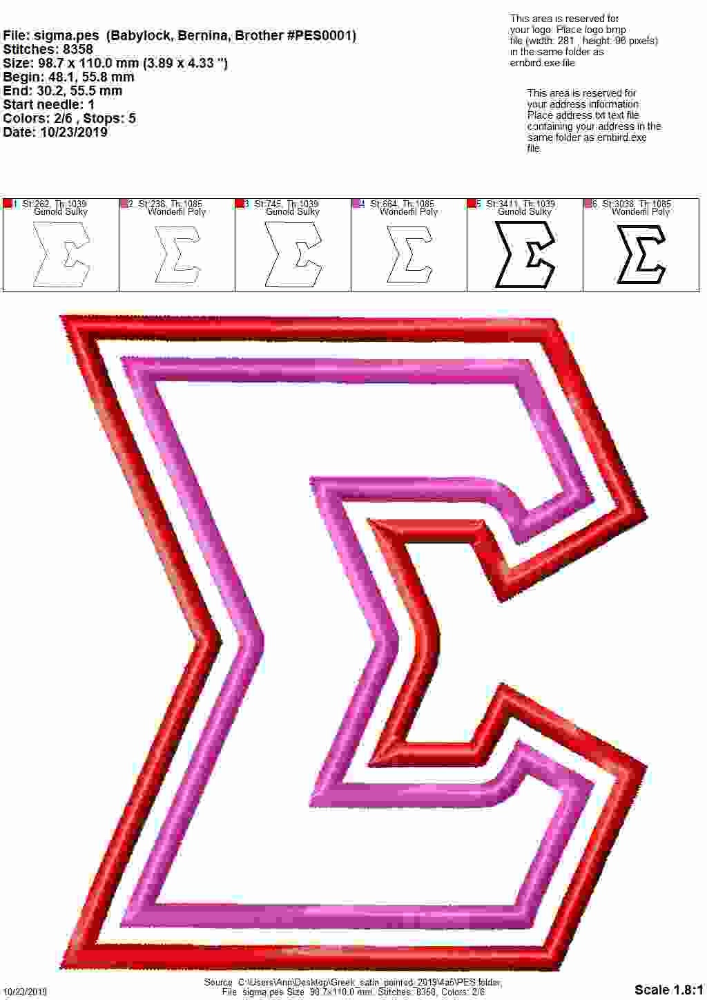 Sororities Greek Font Classic Double Applique