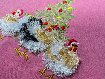 Chicken Christmas Party machine embroidery designs Fringed Fluffy