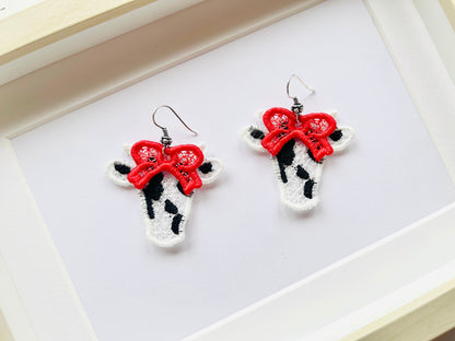 Farm Cow and Bow Earrings Charm FSL