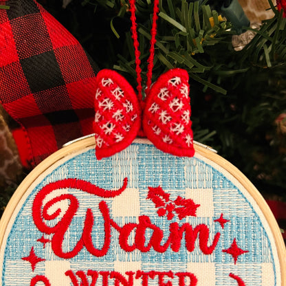 Gingham Bow Christmas Ornament Hanger
