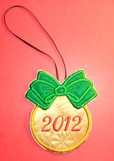Christmas Ball Bow for monogram Applique machine embroidery designs