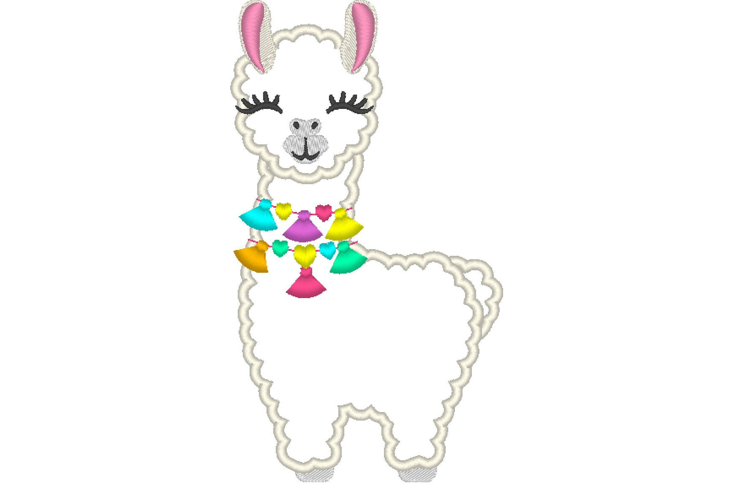 Llama with Fringed Tassels Applique