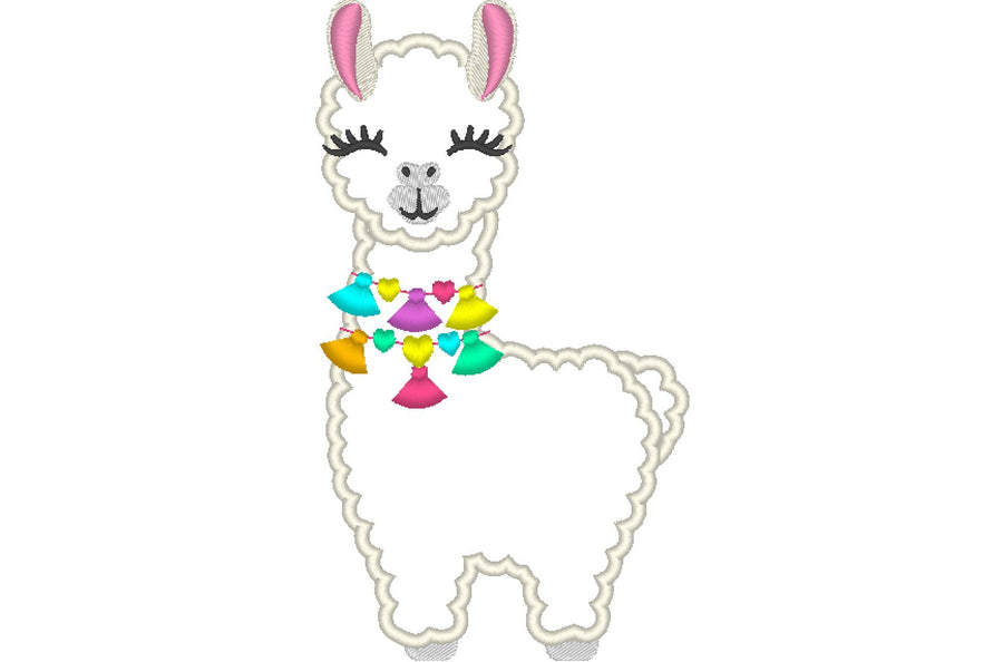 Llama with Fringed Tassels Applique