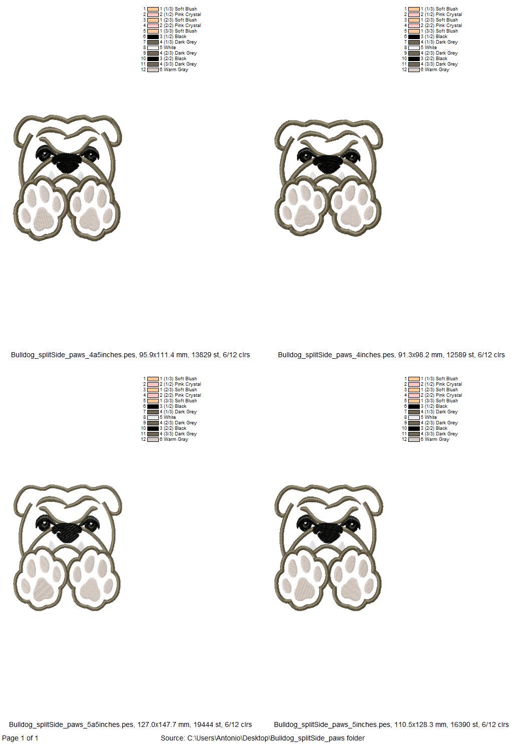 Bulldog and Paw Applique