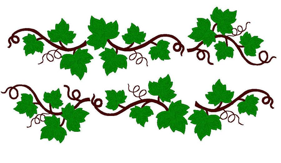 Grape Ivy Leaf Branch Set Applique and Fill