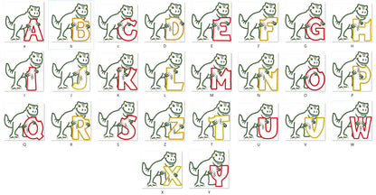 T-rex dinosaur Personalized name letter whole alphabet 26 letters