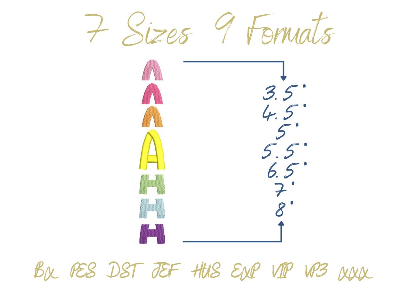 Stacked Font, satin stitch and outline trend alphabet letters, awesome