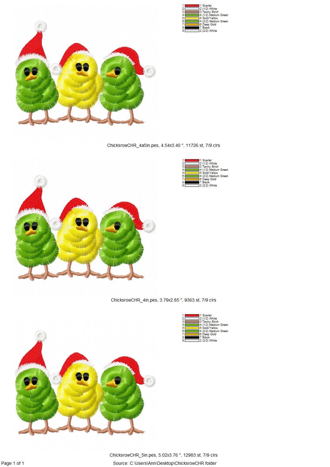 Fringed Christmas Chick Trio