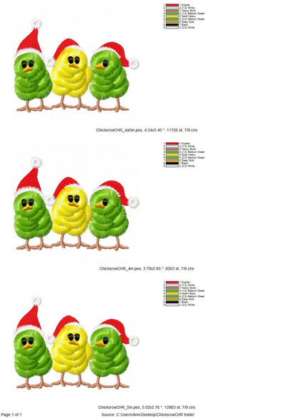 Fringed Christmas Chick Trio