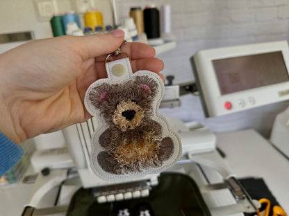 Fringed Teddy Bear Keychain