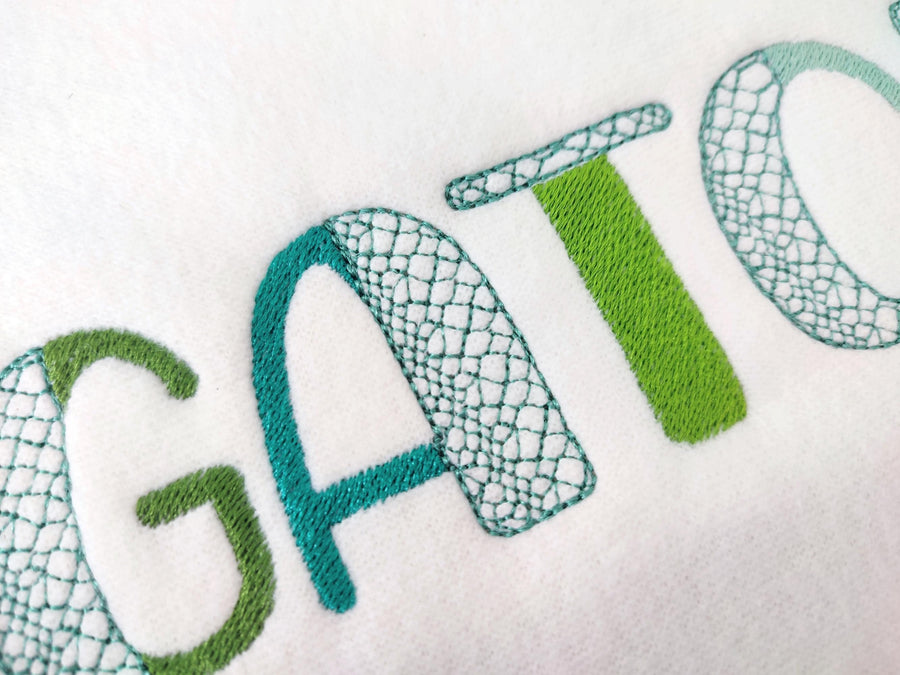 Split Font Crocodile Alligator print and fill stitch Duo font 2 colors