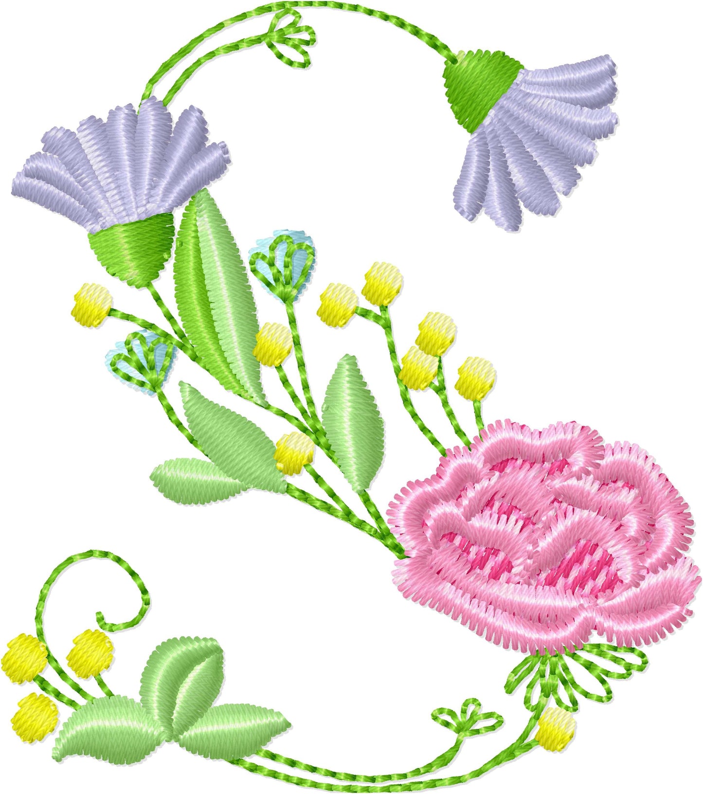 Block Floral Font Uppercase Letters