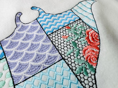 Patchwork Ray patterned sea life ocean animal Skate fish outline