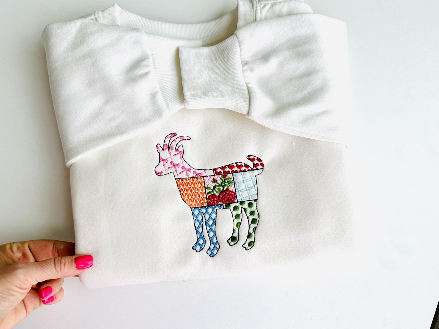 Patchwork Goat Farm animal patterned Goat silhouette outline machine