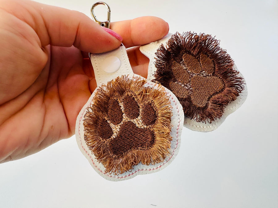 Fringed Dog Puppy Paw Keychain