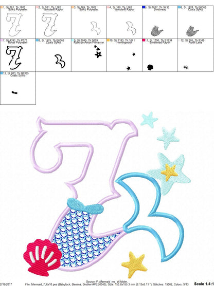 Mermaid Tail Birthday Number 7