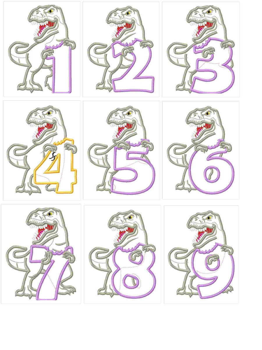 T-Rex Indominus Dinosaur and Birthday Numbers