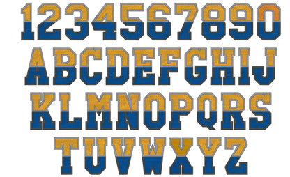 2-Color Athletic Block Split Font Applique