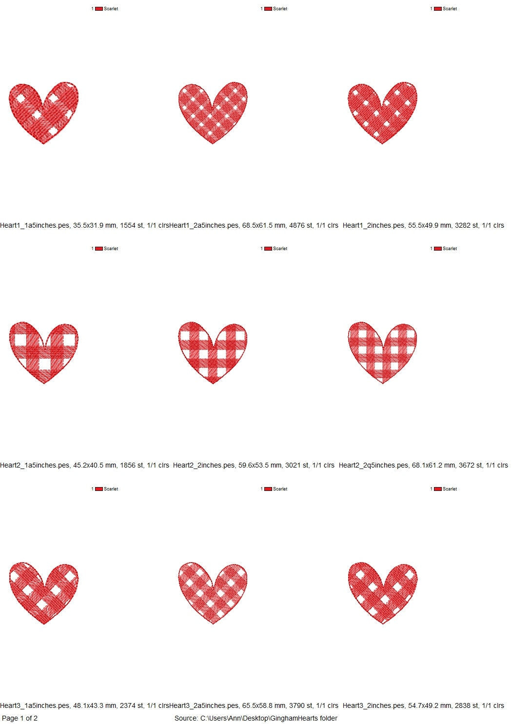 Single Gingham Tartan Valentine Heart