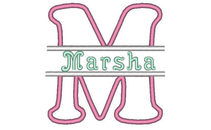 Split Monogram Applique and mini Font Set