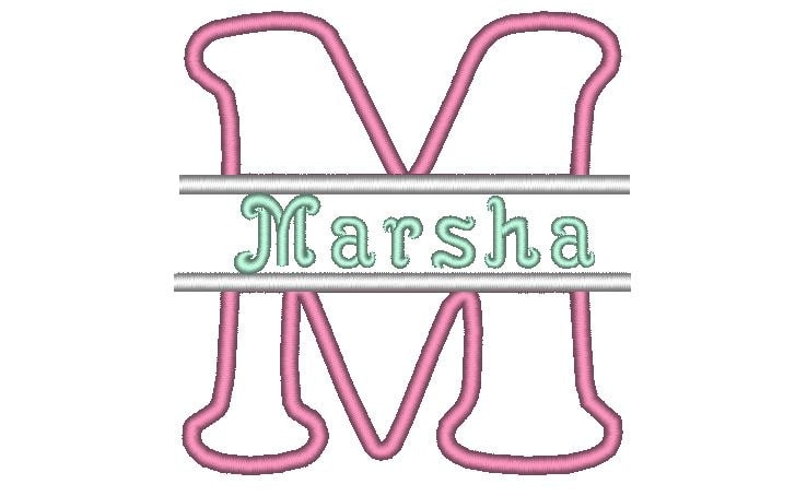 Split Monogram Applique and mini Font Set