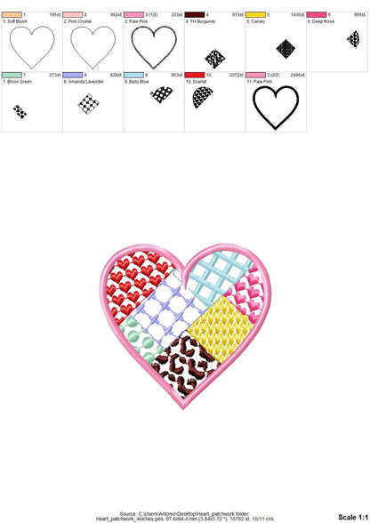 Patchwork Patterned Heart Applique