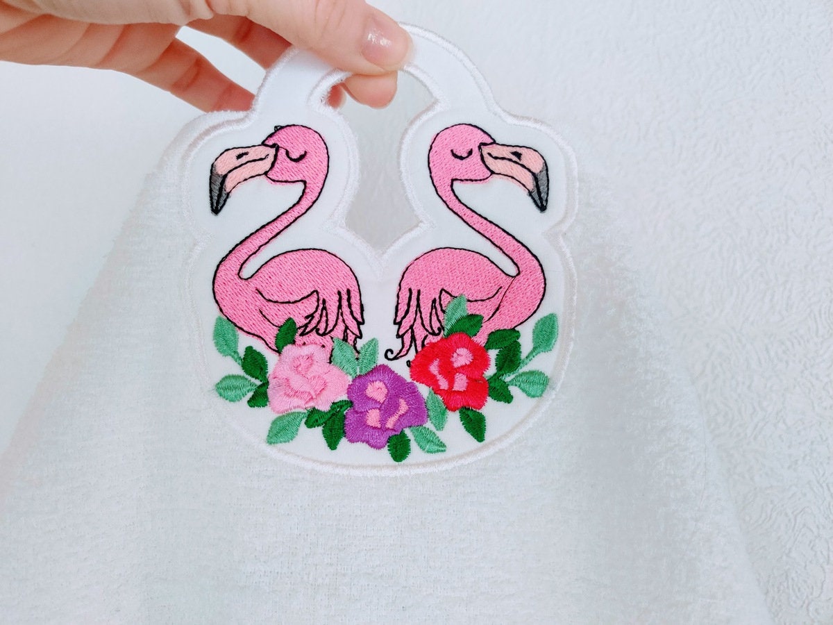 Floral Rose Flamingo Towel Topper
