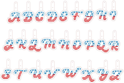 Patriotic 4th July American flag alphabet letters Key Fob Snap Tab ITH