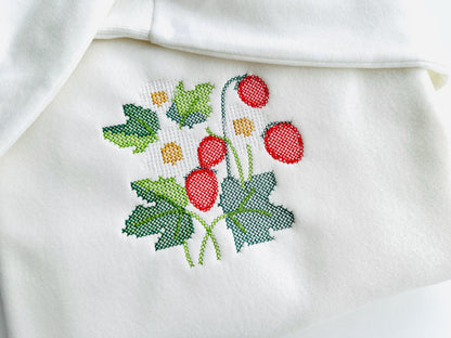 Cross stitch Strawberry Wild Strawberries woodland forest garden