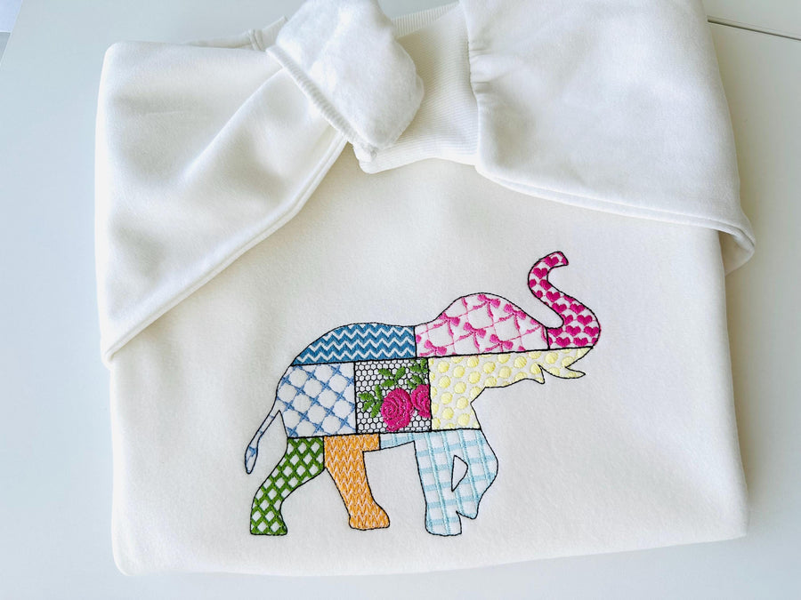Patchwork Elephant patterned state Elephant silhouette outline machine