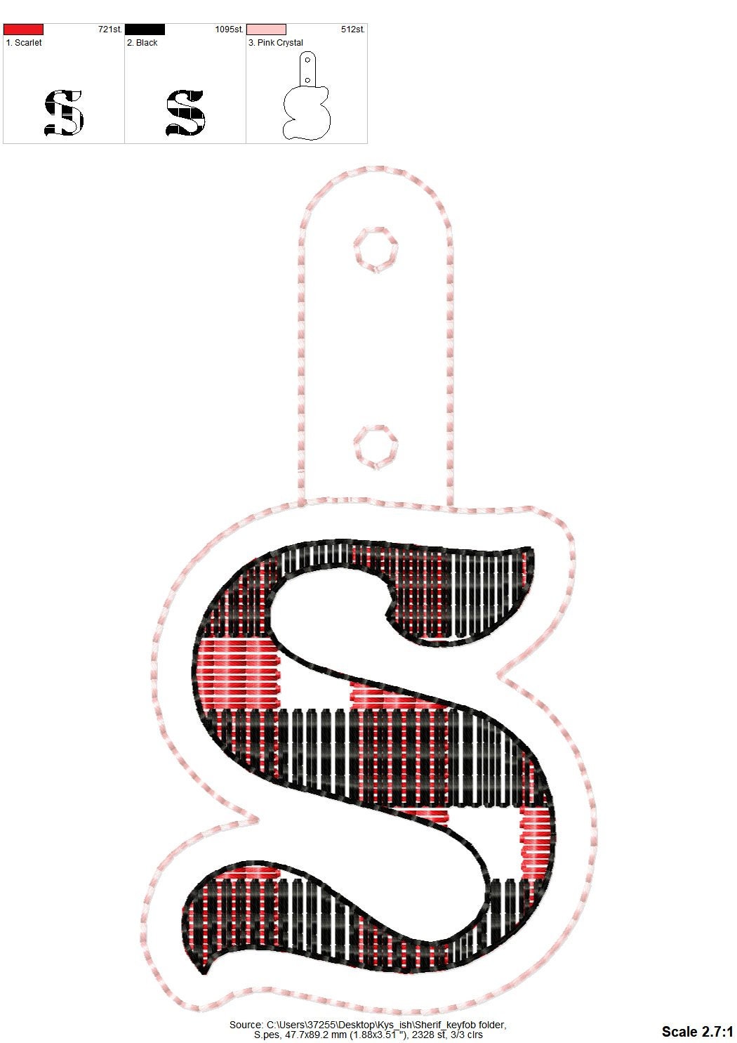 Gingham Buffalo Monogram Keychain