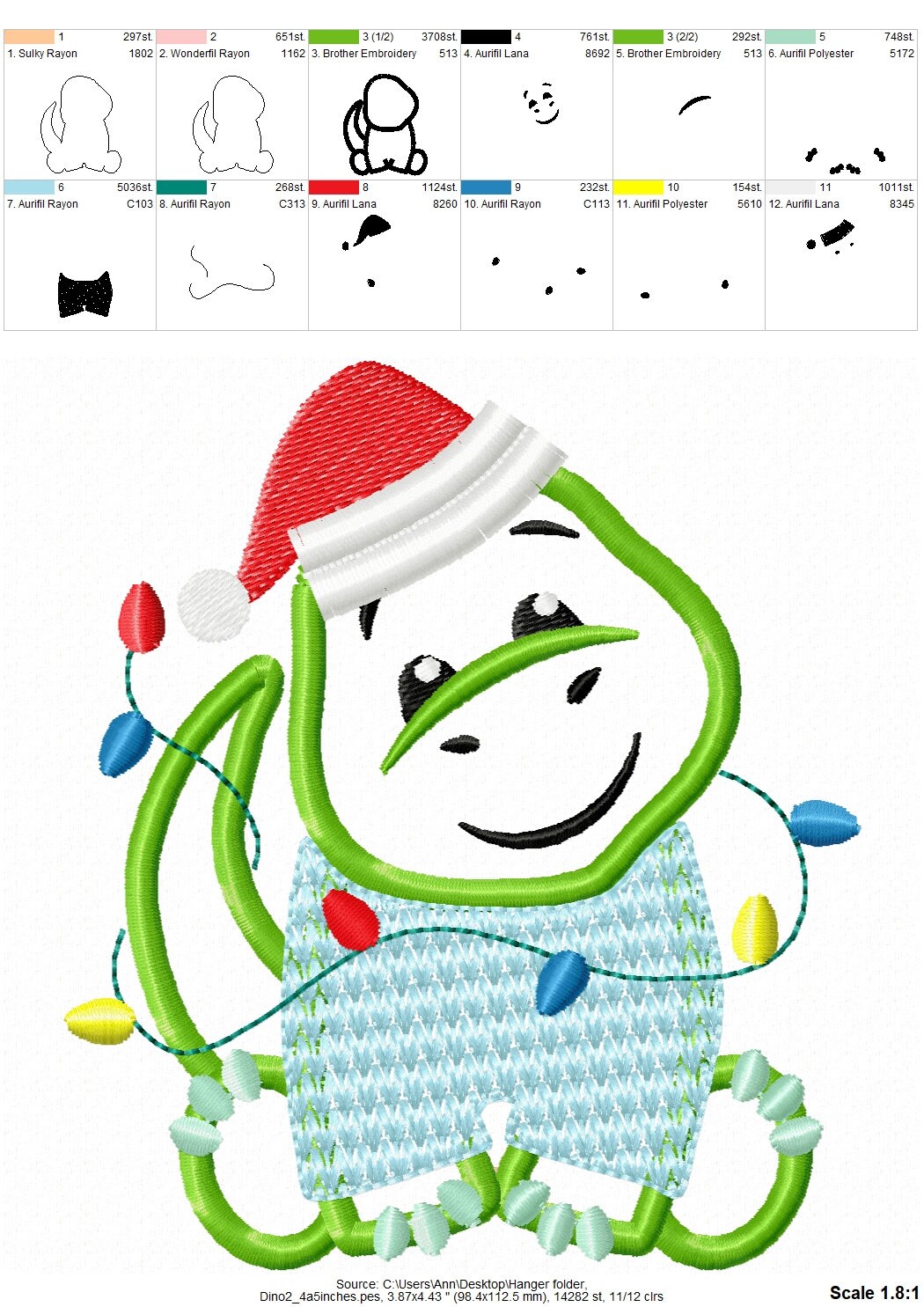 Little Christmas Dinosaur Applique